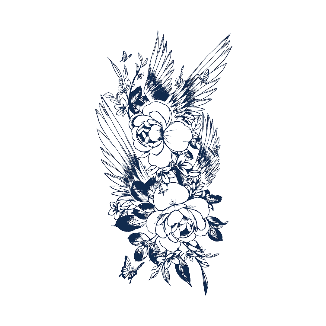 Swallows and peonies