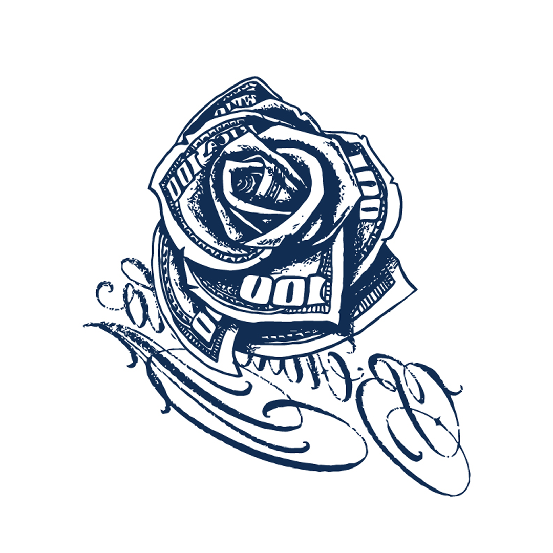 Rose folded from dollar bills