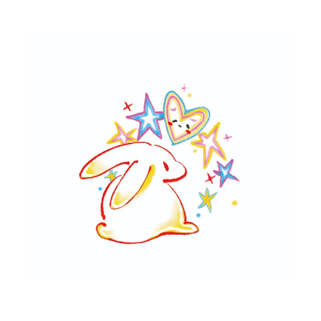 Yellow bunny with rainbow stars