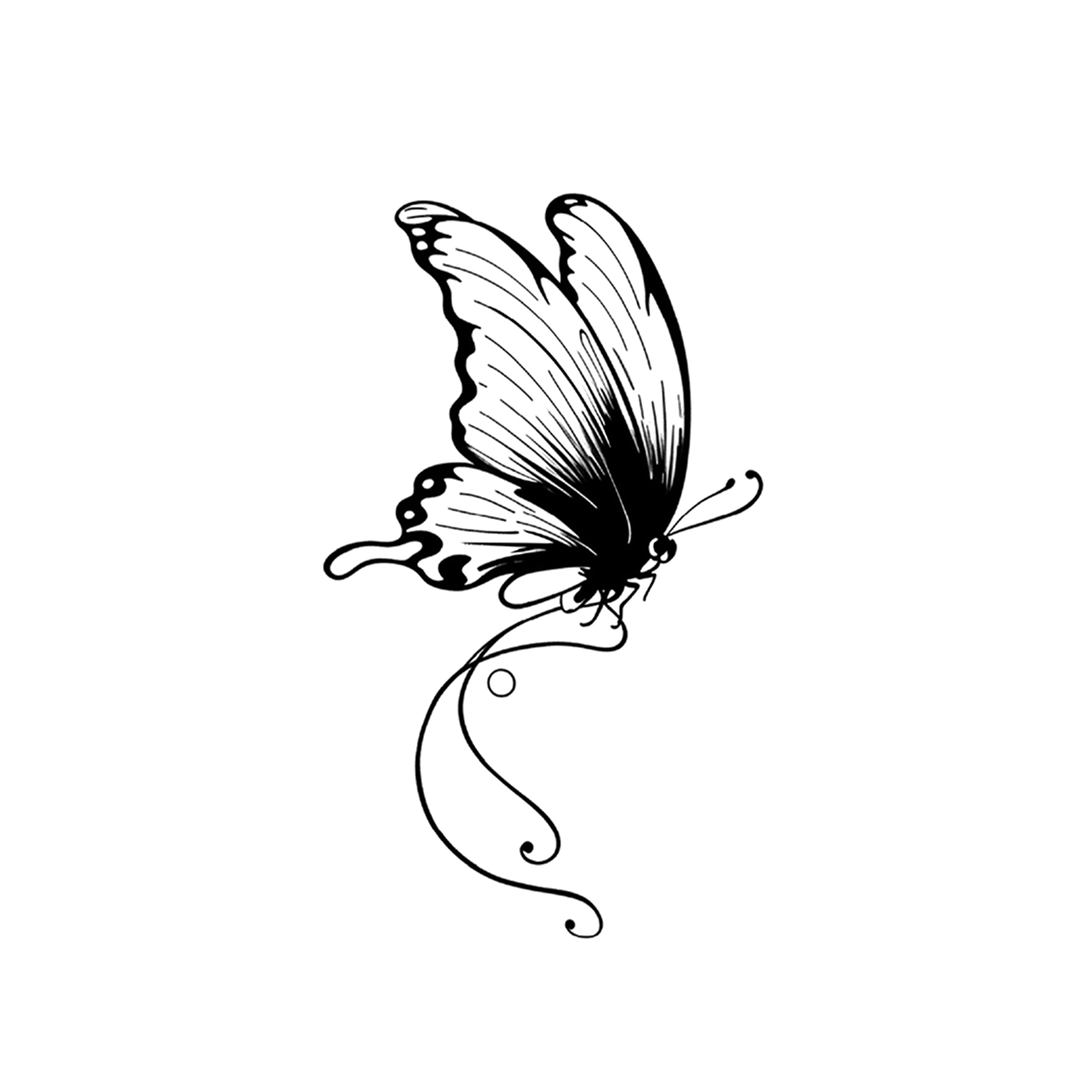Single-line butterfly with flourish