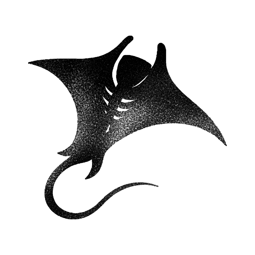 Stippled manta ray silhouette