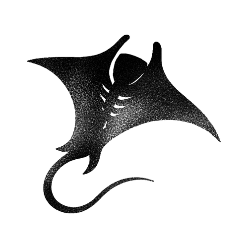 Stippled manta ray silhouette