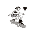 Anime girl skateboarding with broken heart
