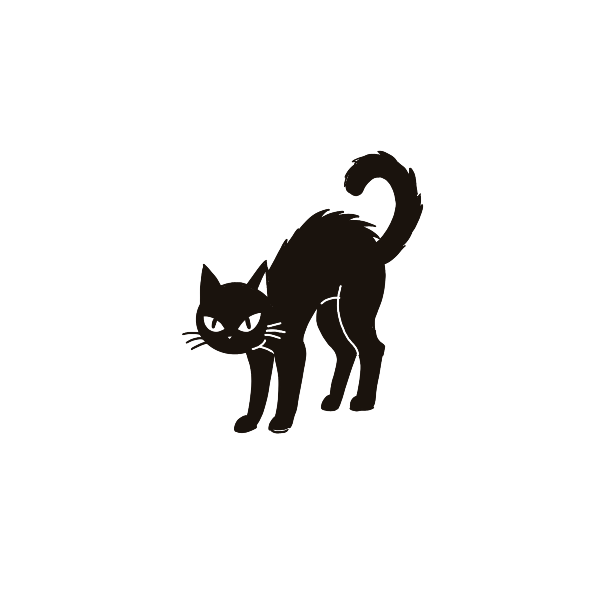 Arched black cat silhouette