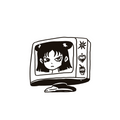 Anime girl crying on a retro TV screen