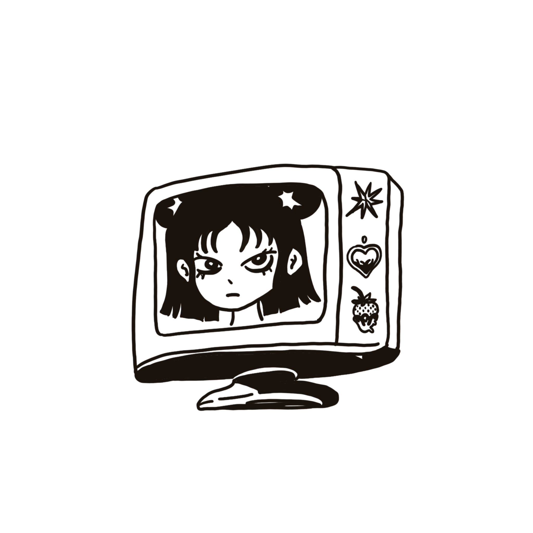 Anime girl crying on a retro TV screen