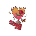 Flaming heart with rose in gift box