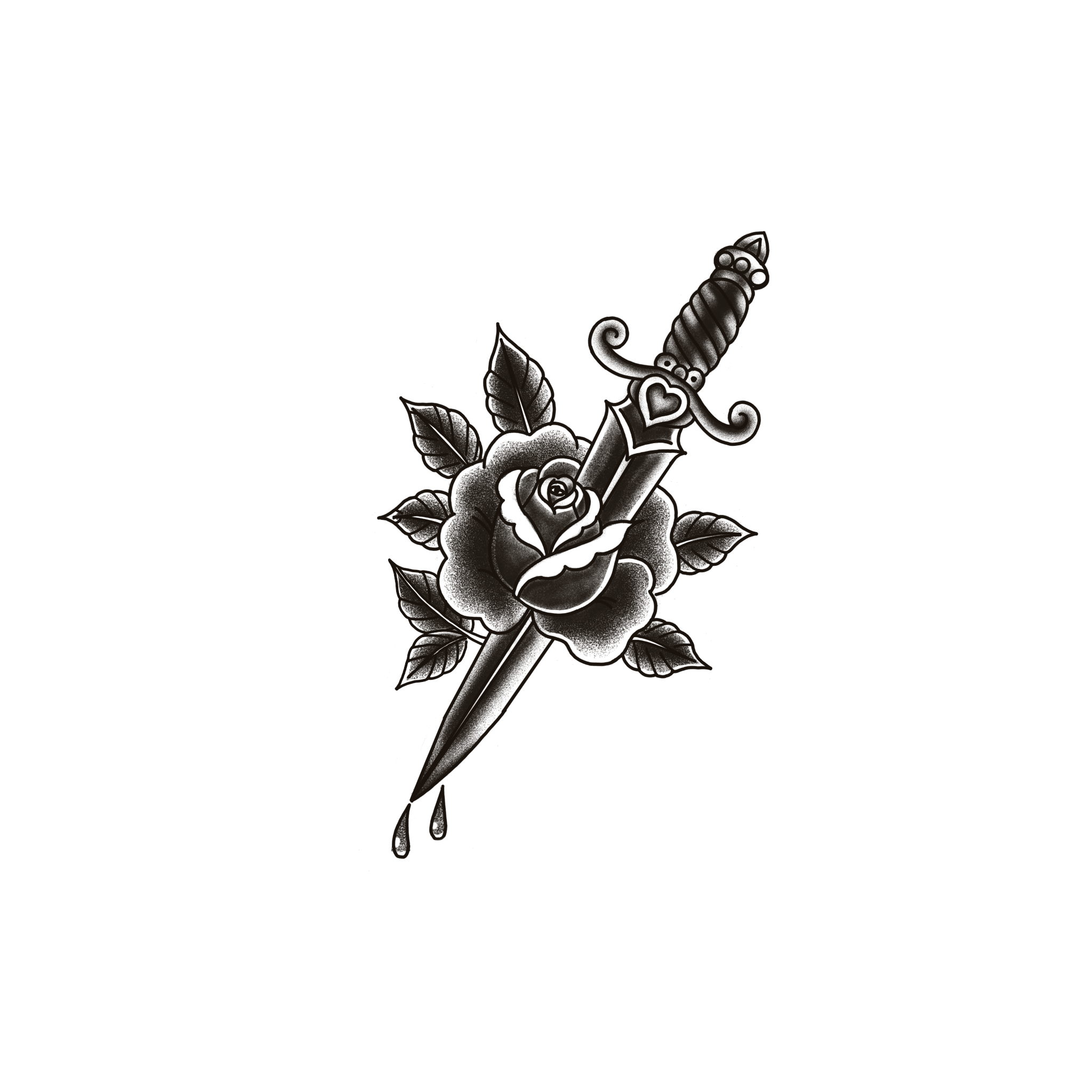 Rose pierced by a dagger