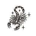 Scorpion with flower and sparkles