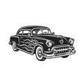 Classic car with flames