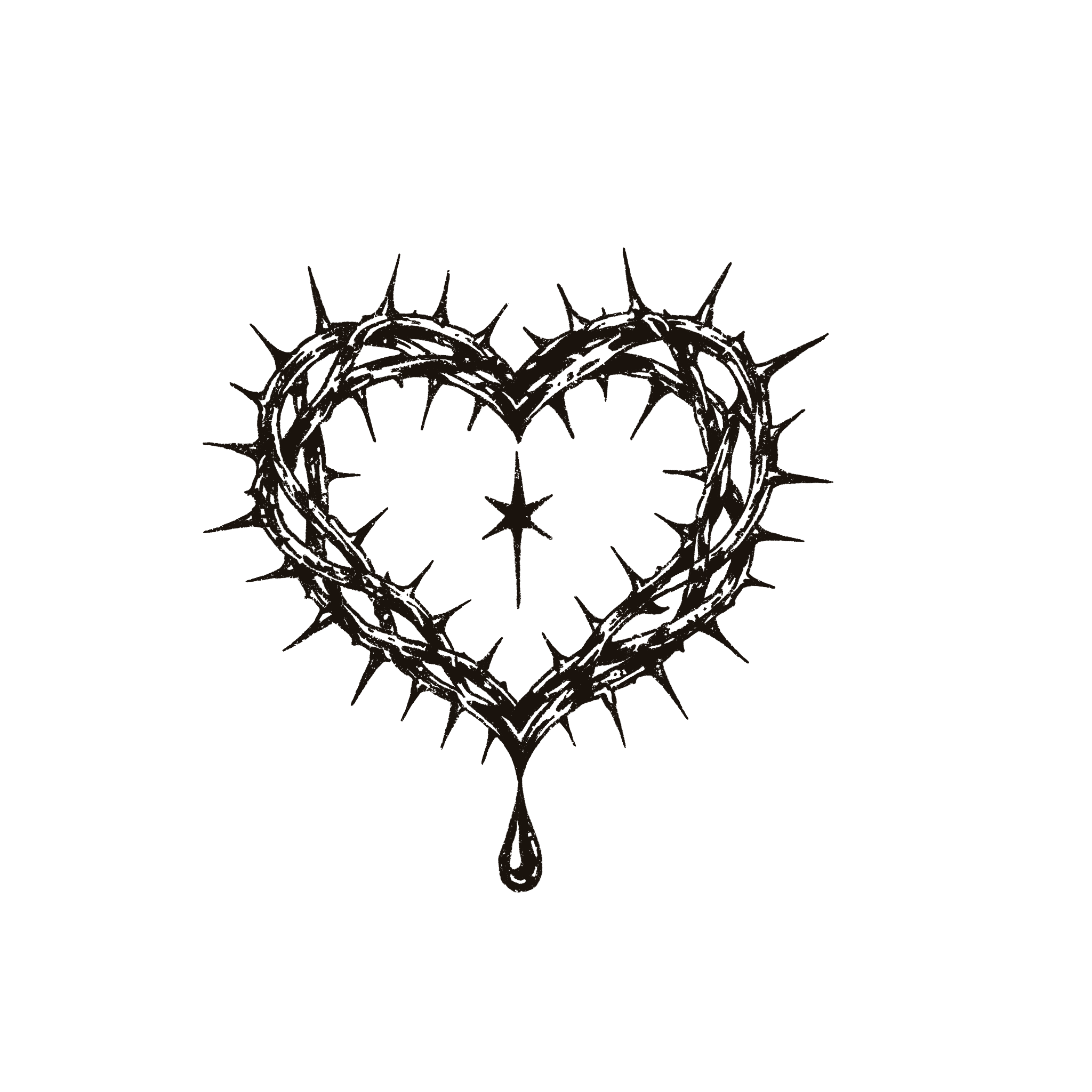 Heart of thorns with a teardrop