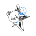 Bear leaning on a black star