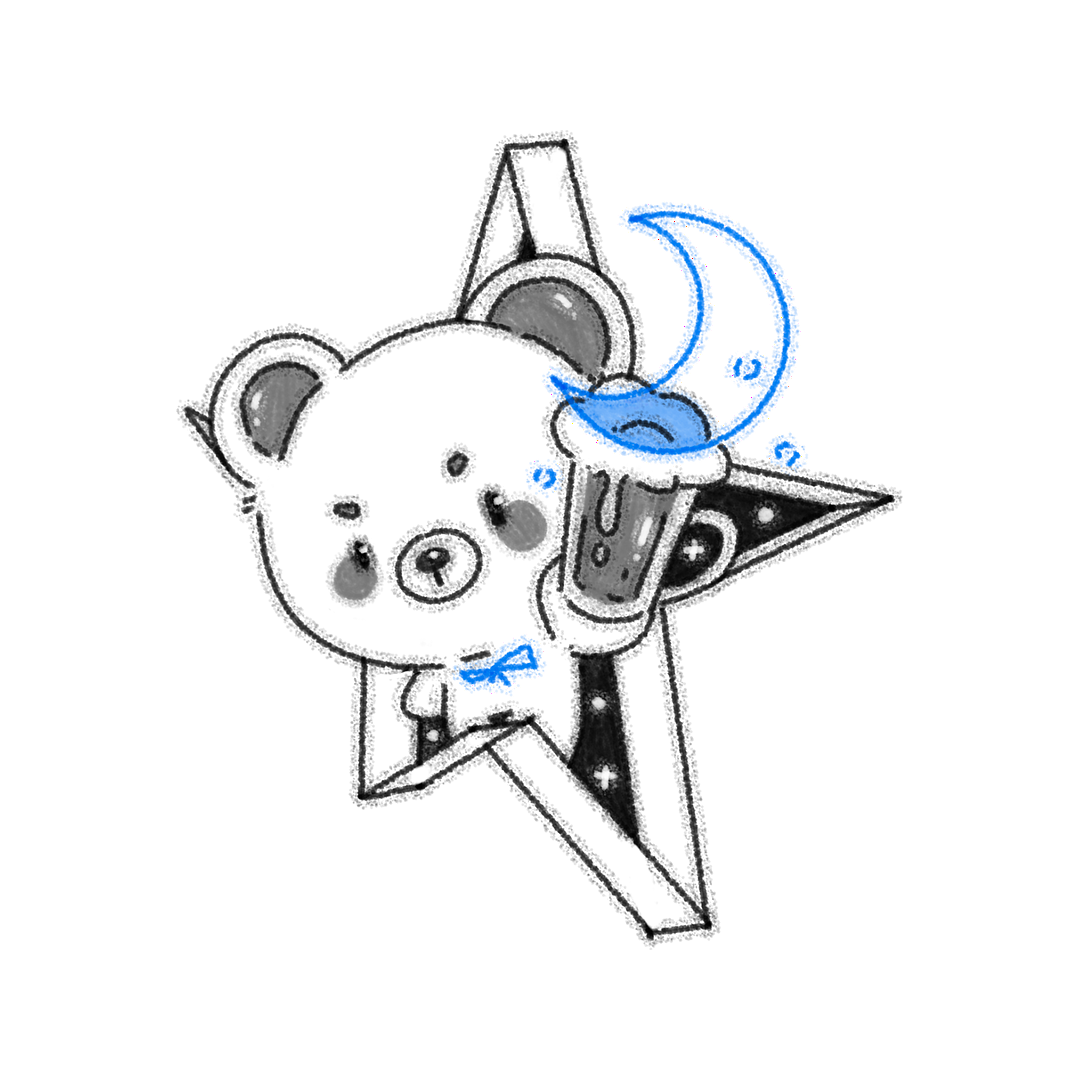 Bear leaning on a black star