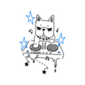 French bulldog DJ on turntables