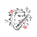 Hedgehog playing electric guitar